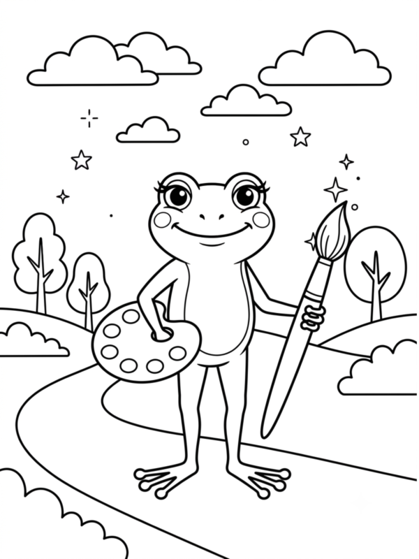 Artist Frog with Paint Palette