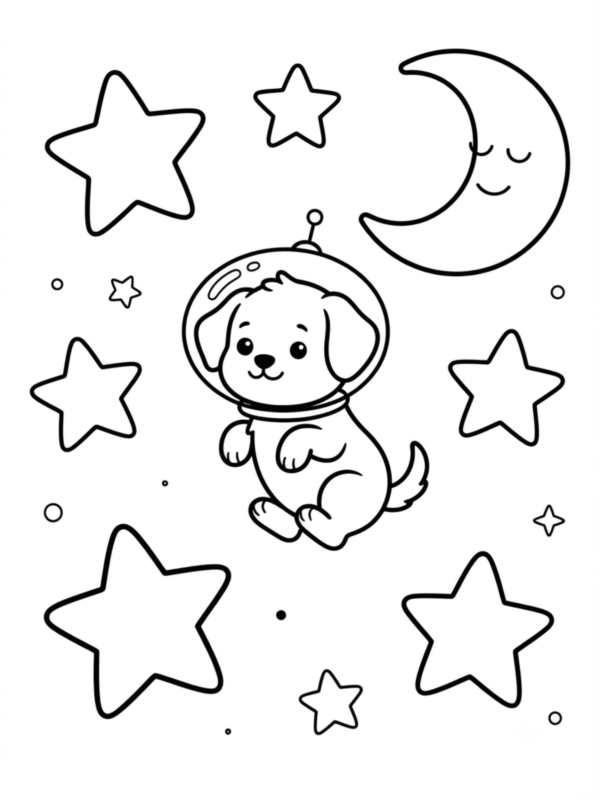 Astronaut Puppy in Space