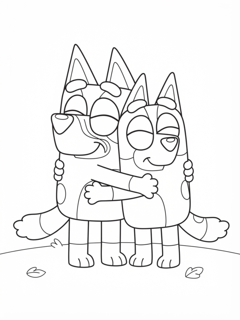 Bluey and Bingo Hugging