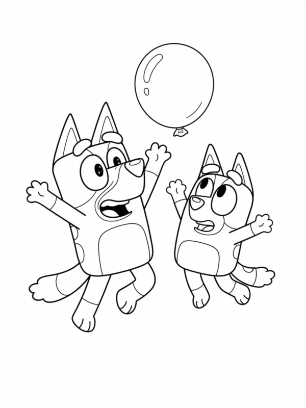 Bluey and Bingo Playing Keepy Uppy