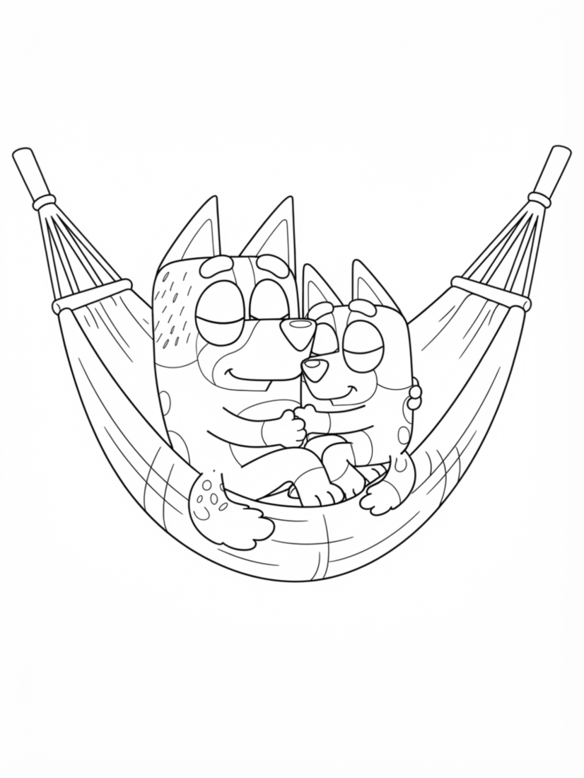 Bluey and Bingo in the Hammock