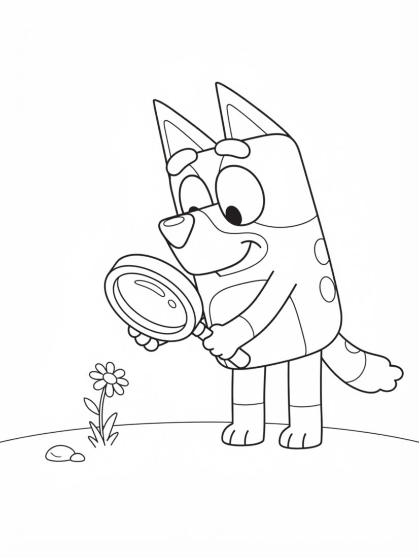 Bluey with a Magnifying Glass