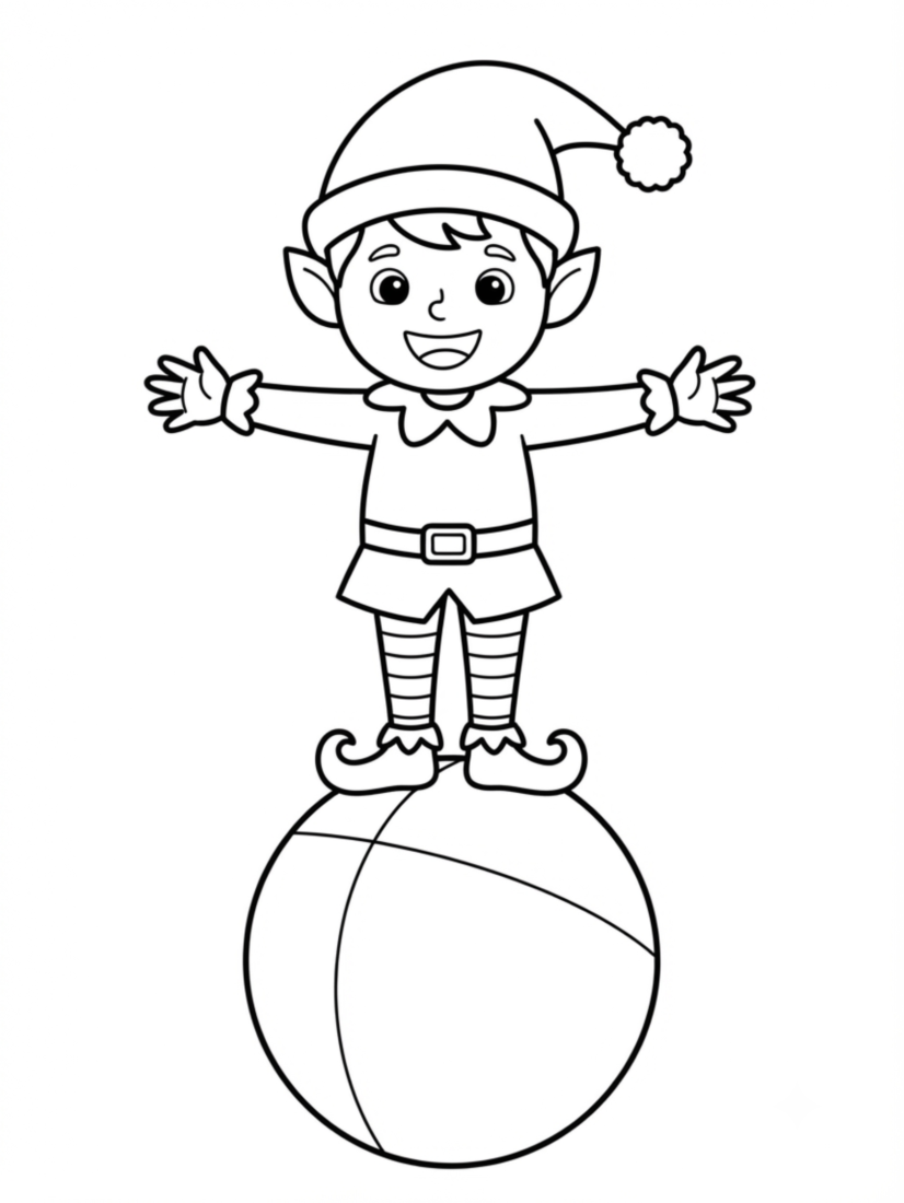 Elf Balancing on a Rolling Ball