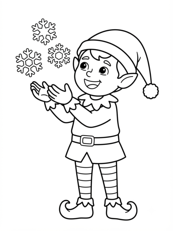 Elf Catching Falling Snowflakes