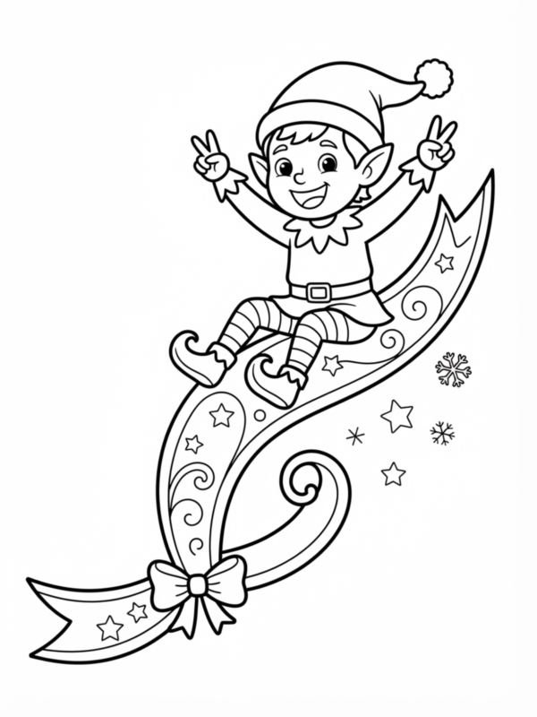 Elf Flying on a Magic Ribbon