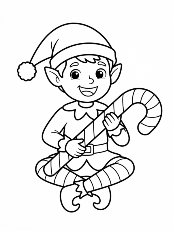 Elf Holding a Candy Cane