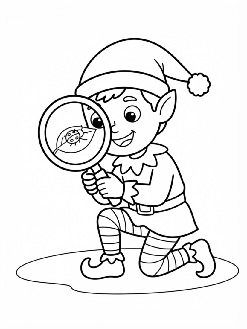 Elf Inspecting with a Magnifying Glass