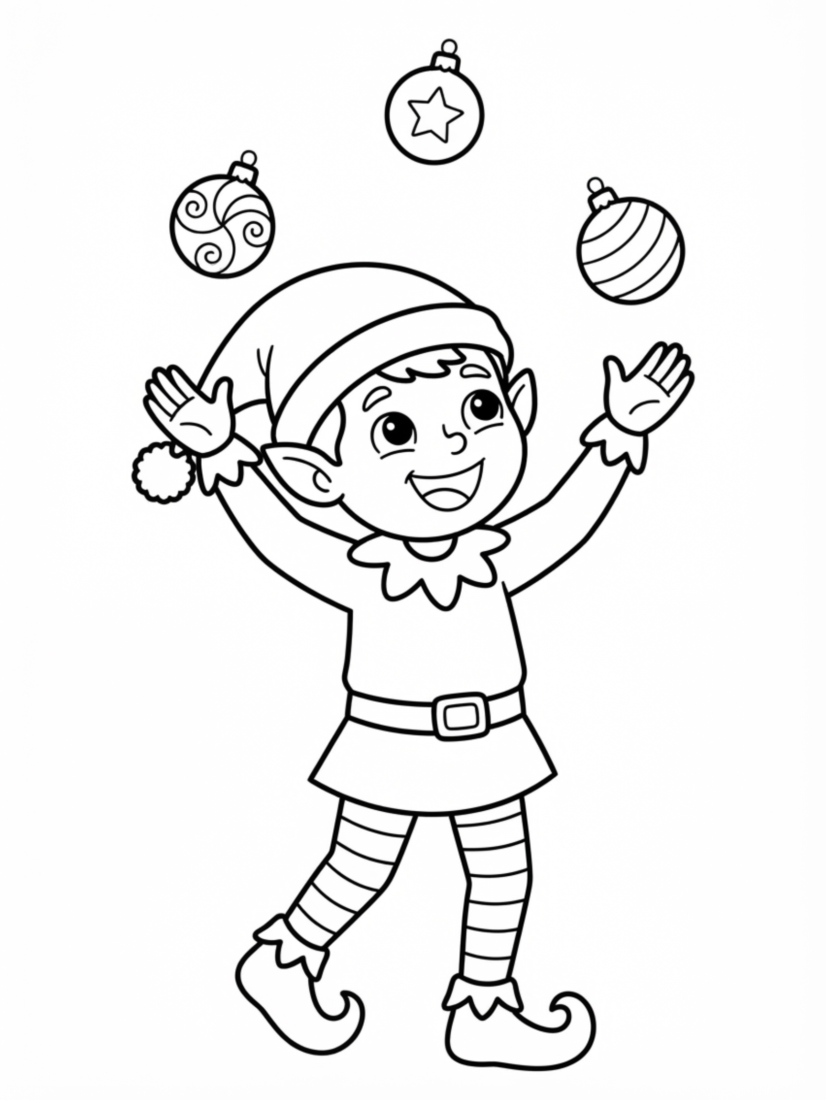 Elf Juggling Small Ornaments