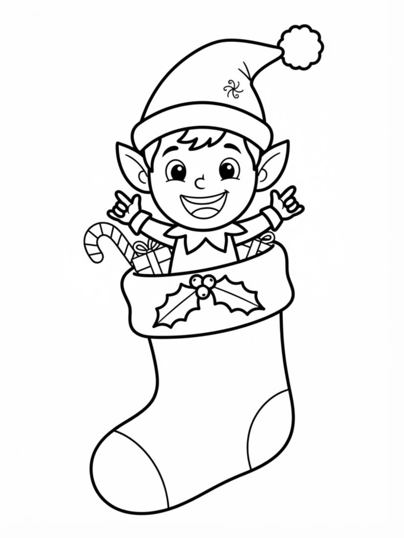 Elf Peeking Out of a Stocking