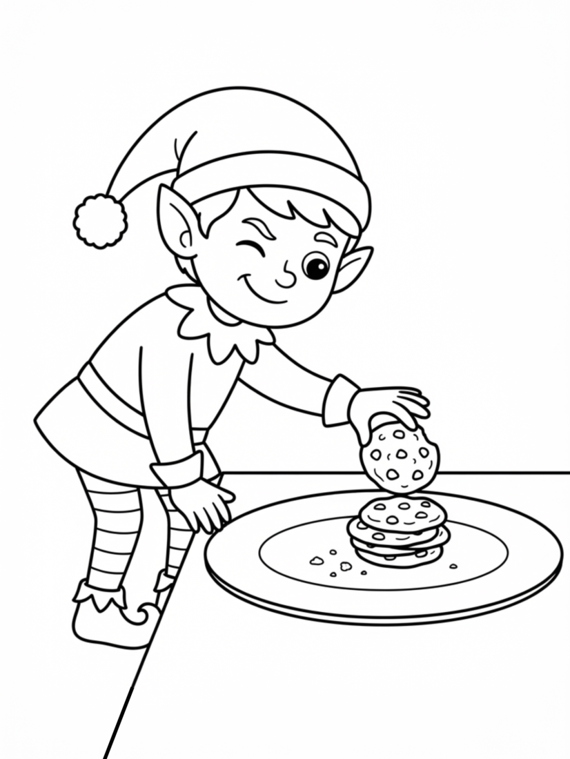 Elf Reaching for a Cookie Plate