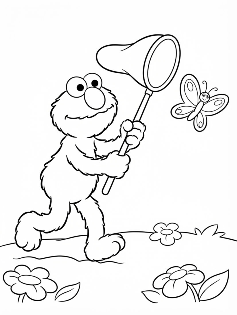 Elmo Catching Butterflies
