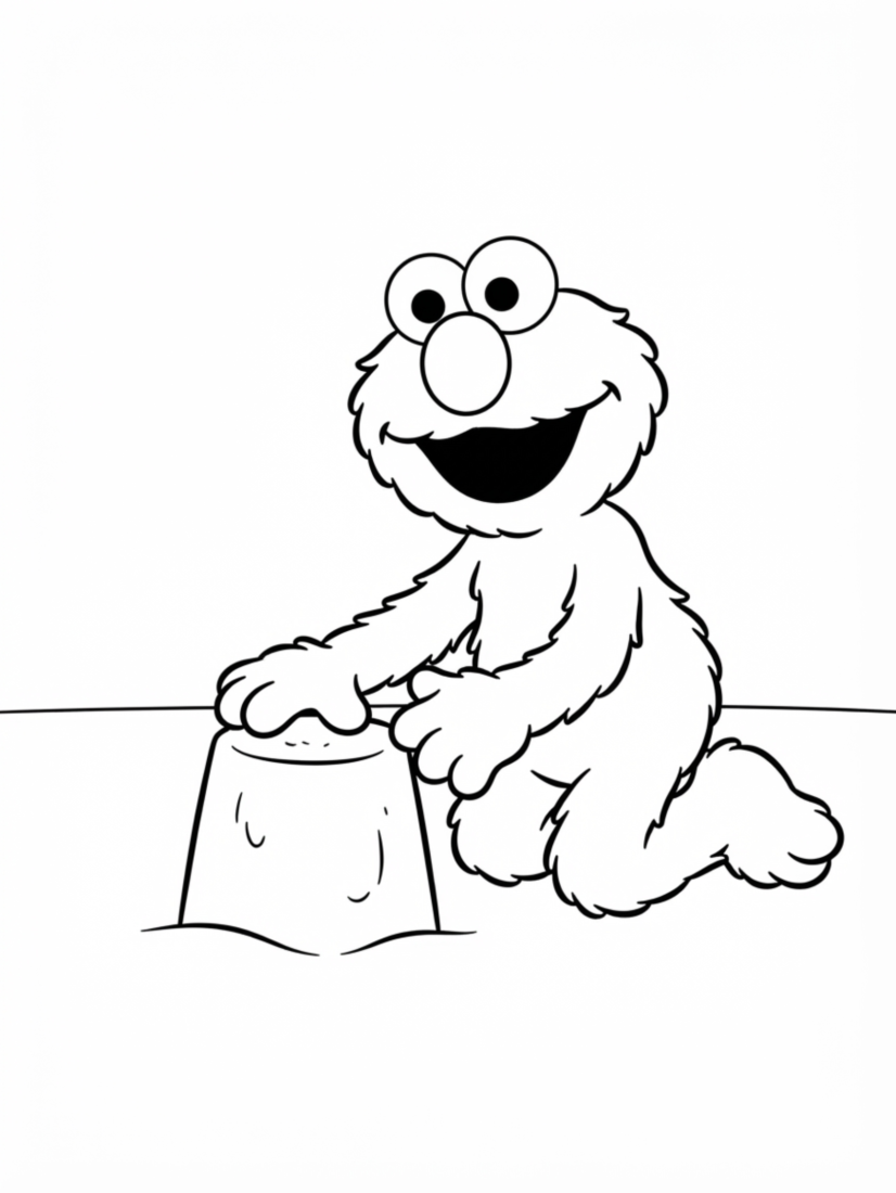 Elmo Making Sandcastles
