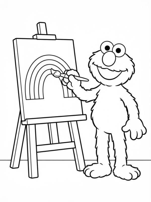 Elmo Painting a Picture