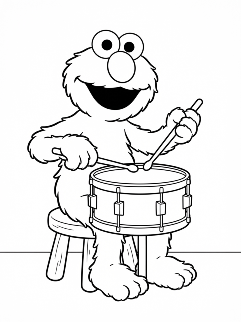Elmo Playing a Drum
