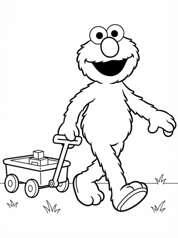 Elmo Pulling a Wagon