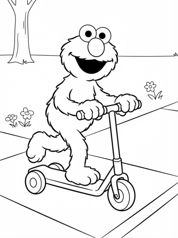 Elmo Riding a Scooter
