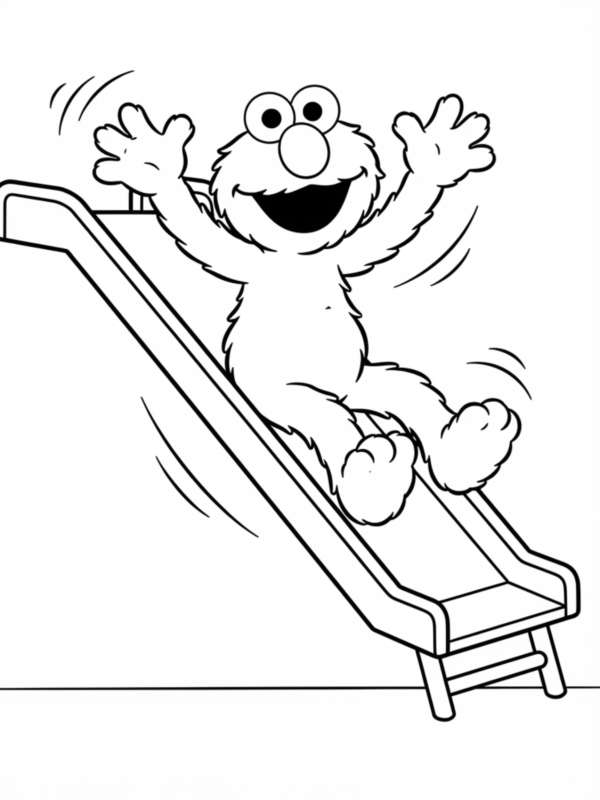 Elmo Sliding Down a Slide