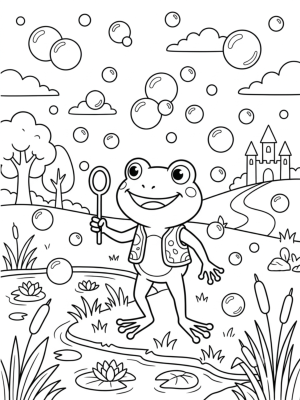 Frog Blowing Soap Bubbles