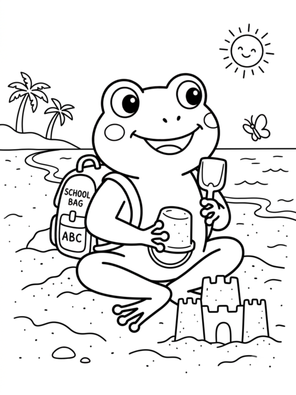 Frog Building a Sandcastle
