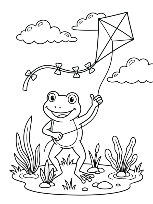 Frog Flying a Kite