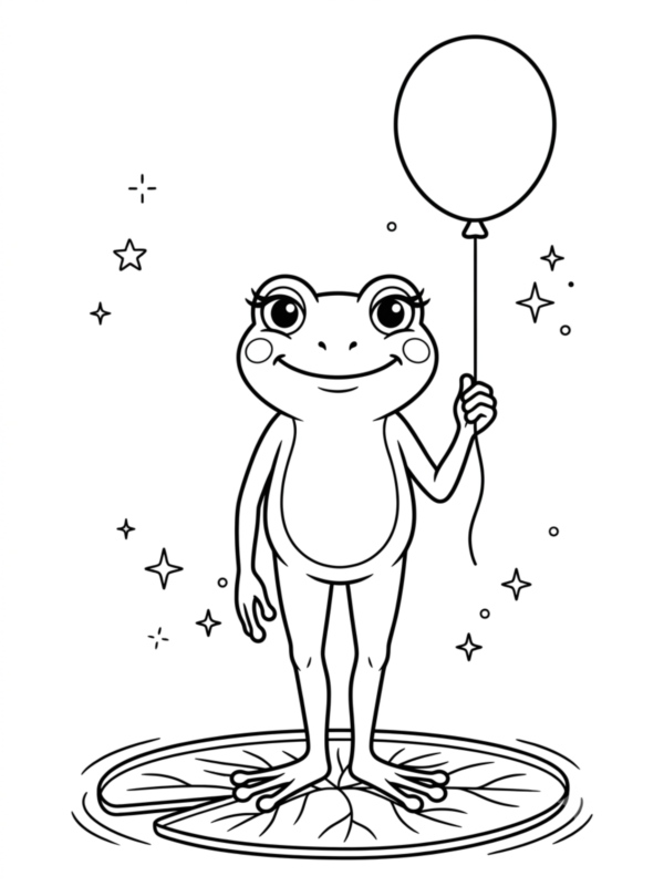 Frog Holding a Red Balloon