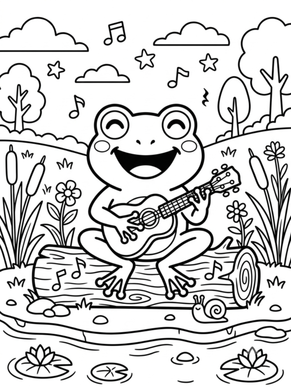 Frog Playing the Ukulele