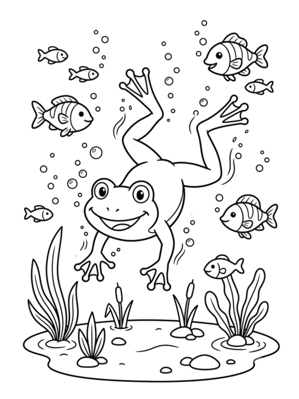 Frog Swimming Underwater