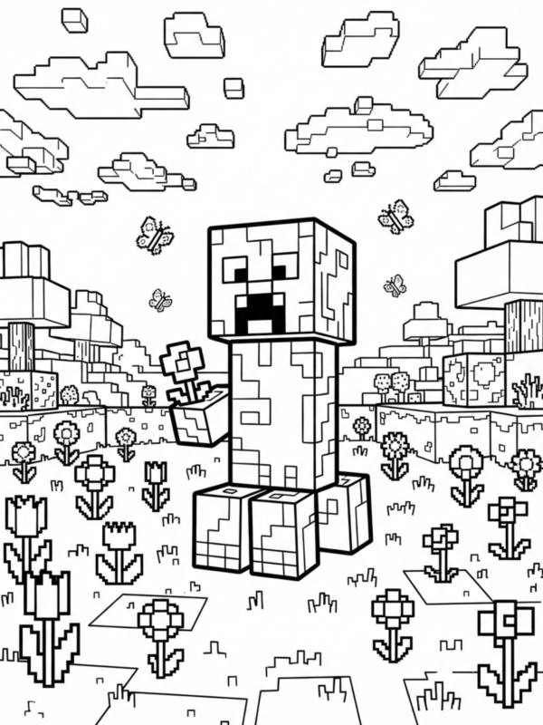 Happy Creeper in a Flower Field