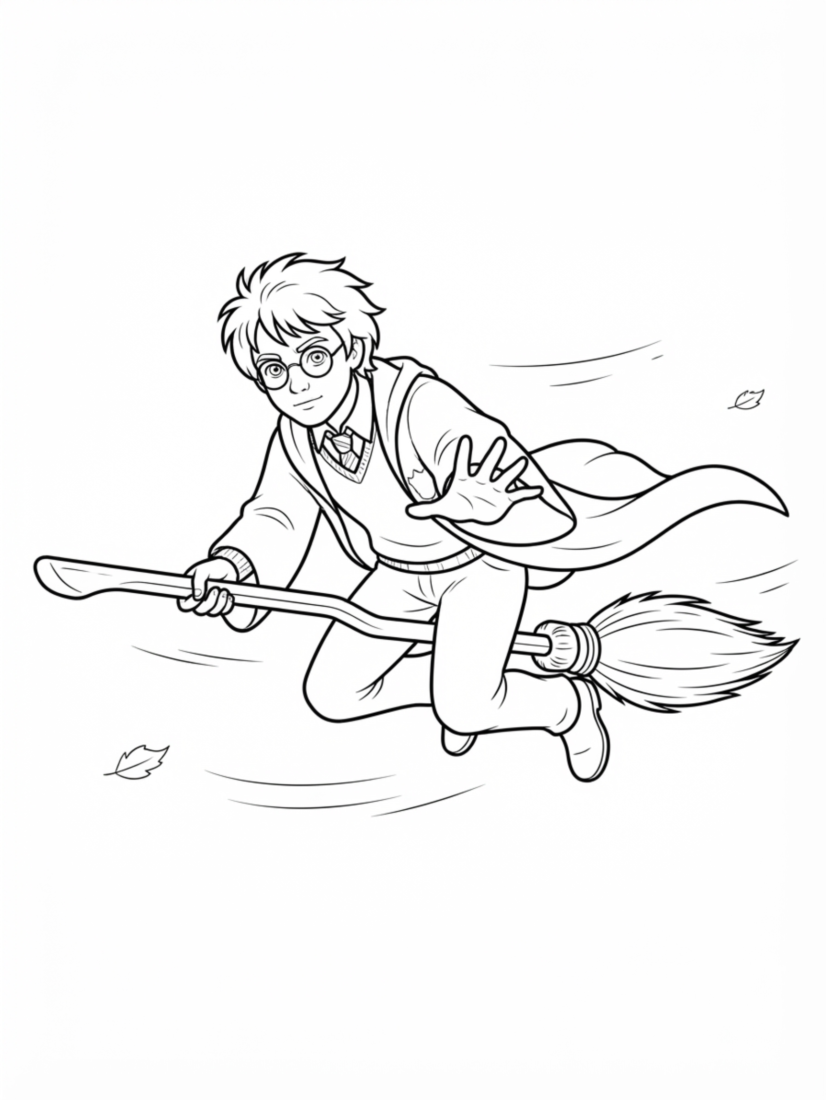 Harry Riding a Broom