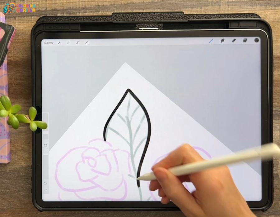 inking clean black outlines over a sketch on a digital canvas