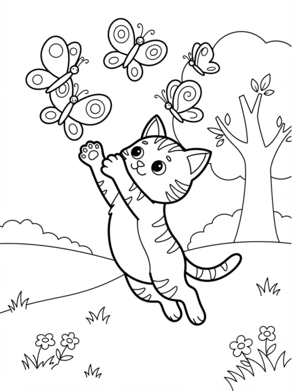 Kitten and Butterflies