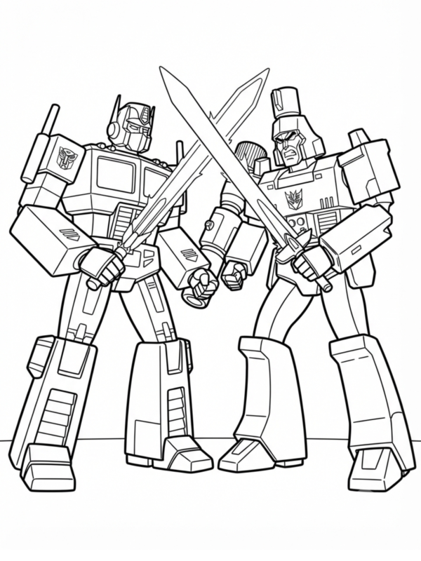 Megatron and Optimus Prime Clashing Swords