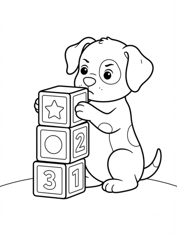 Puppy Building with Toy Blocks