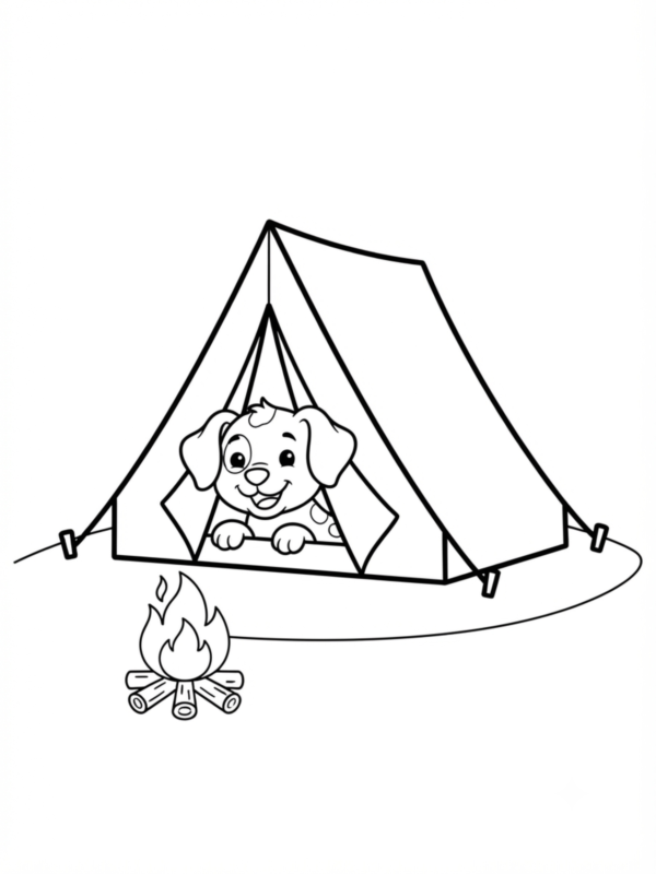 Puppy Camping in a Tent