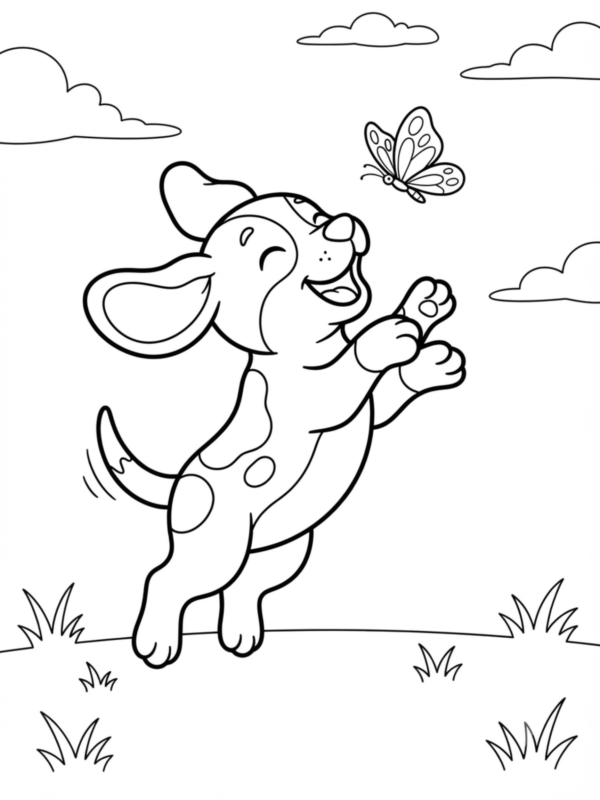 Puppy Chasing a Butterfly