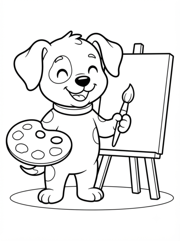 Puppy Painter with a Palette
