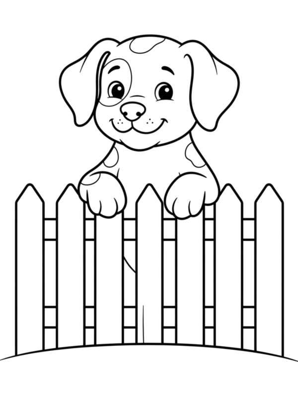 Puppy Peeking over a Fence