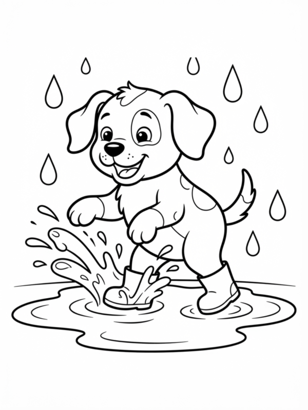 Puppy Playing in the Rain