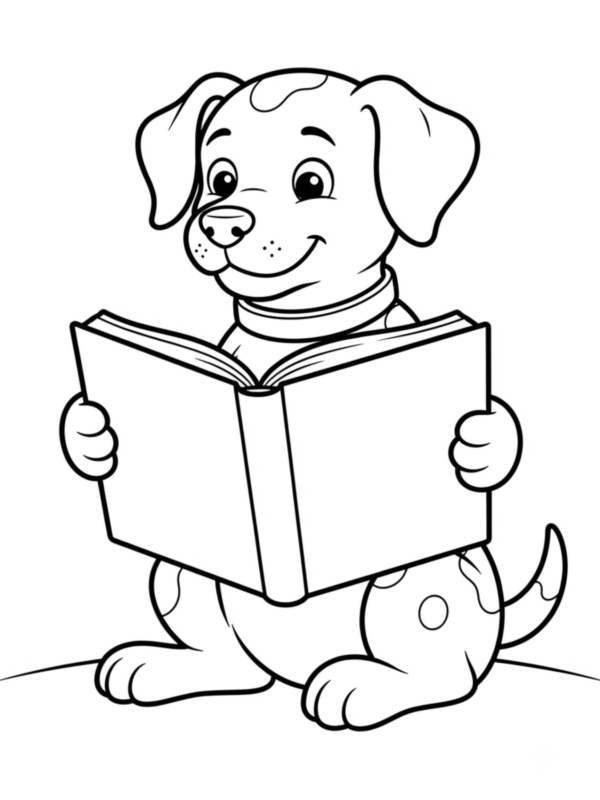 Puppy Reading a Book