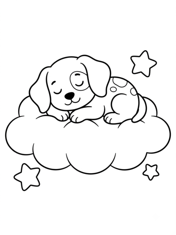 Puppy Sleeping on a Cloud