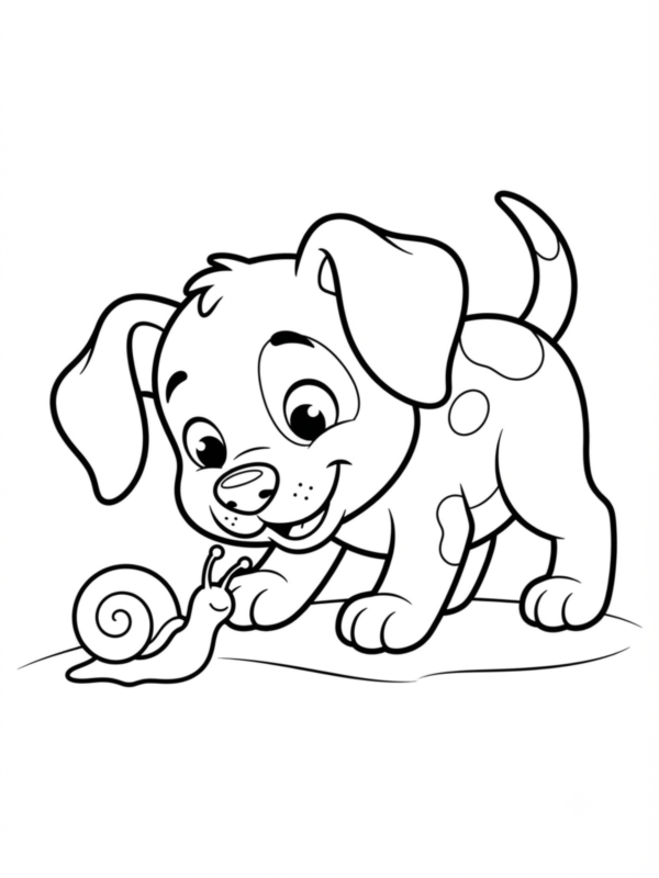 Puppy and a Friendly Snail