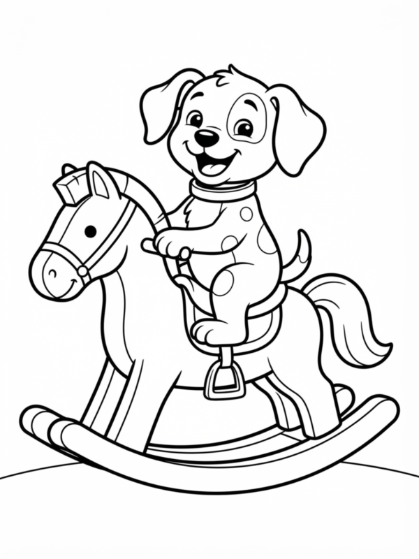 Puppy on a Rocking Horse