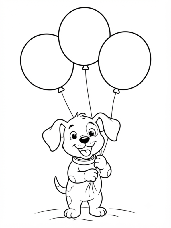 Puppy with a Bunch of Balloons