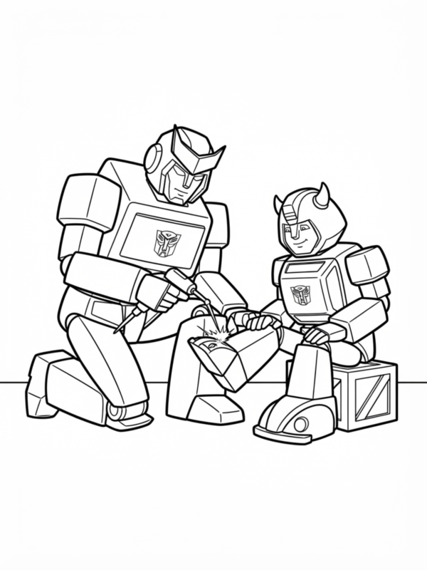 Ratchet Repairing Bumblebee's Leg