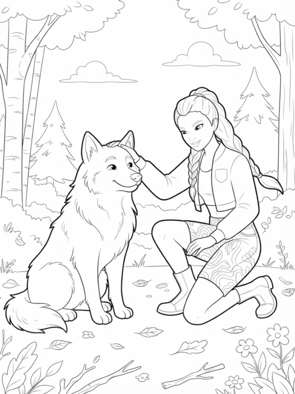 Rumi Petting a Wolf