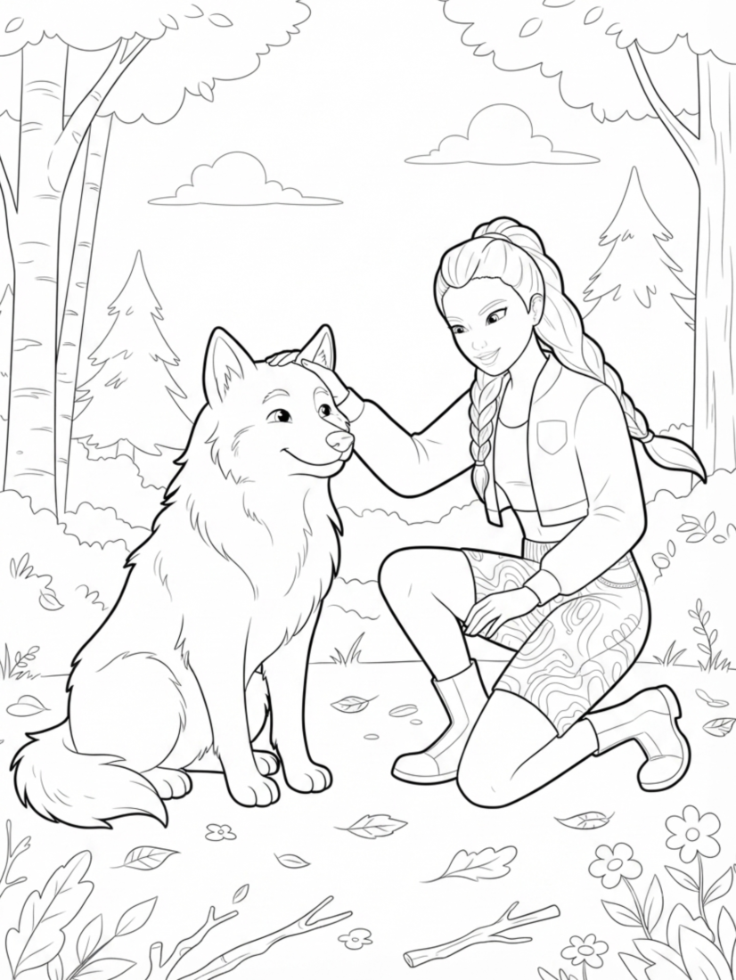Rumi Petting a Wolf