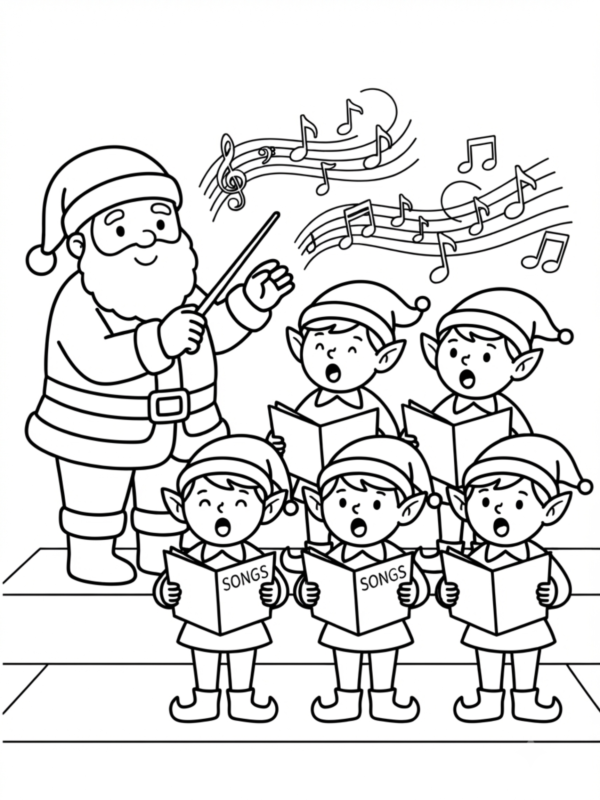 Santa Conducting Caroling Elves