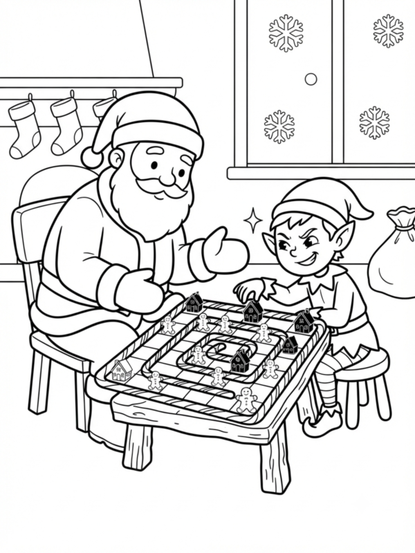 Santa Playing Chess with an Elf