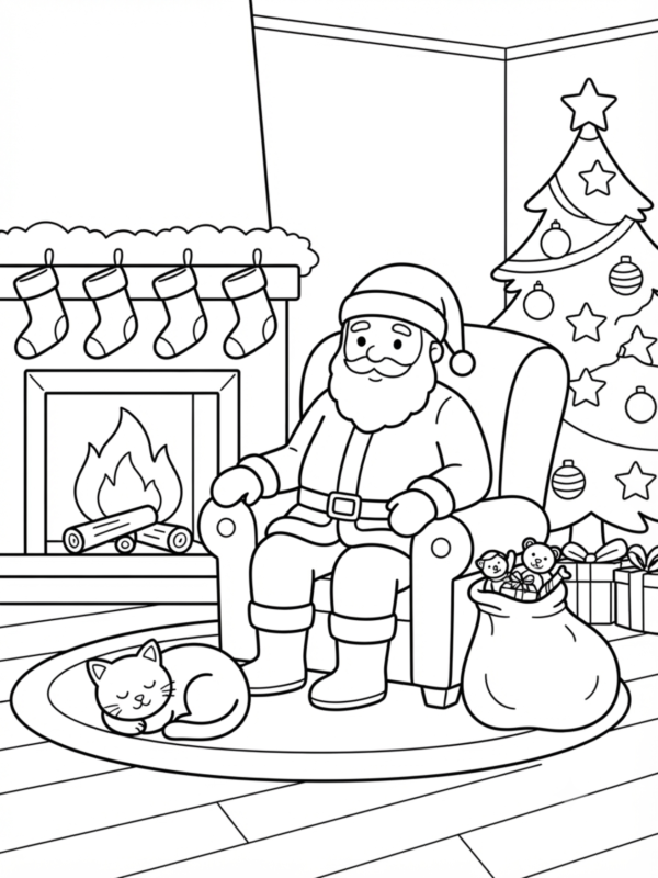 Santa's Cozy Fireplace Scene