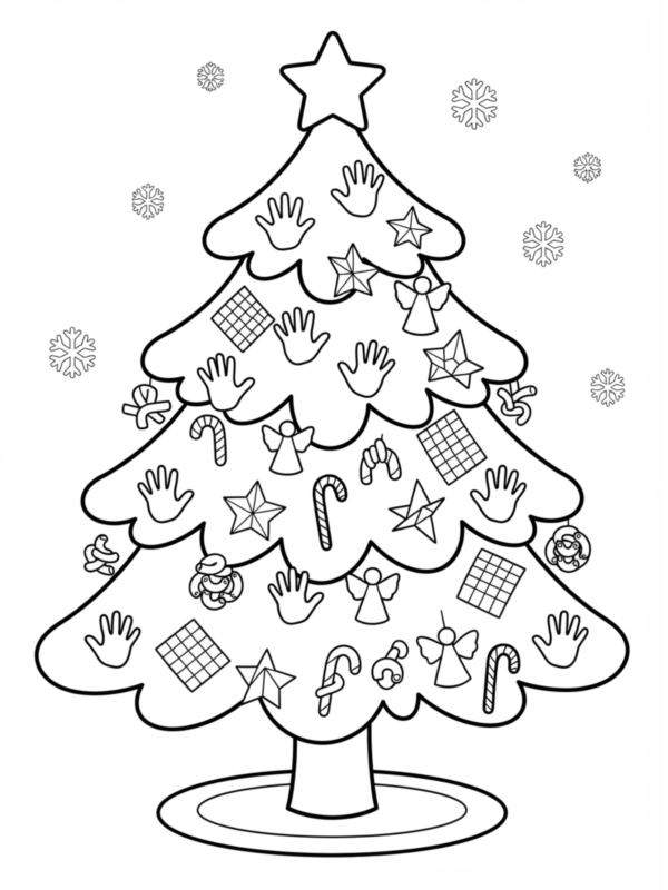 Tree with Handprint Ornaments